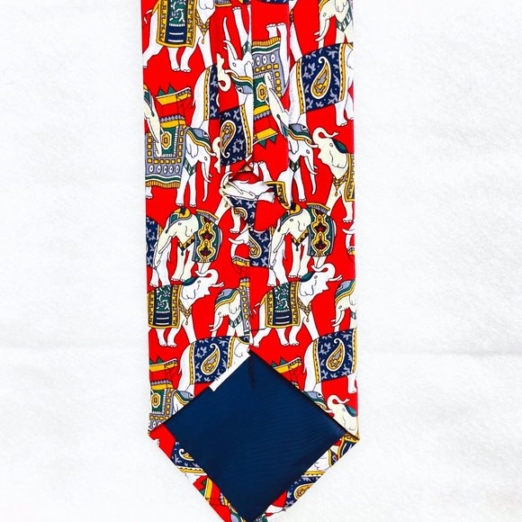 Rene Chagal Handmade Necktie Silk Circus Elephants Design L59" - Picture 7 of 14
